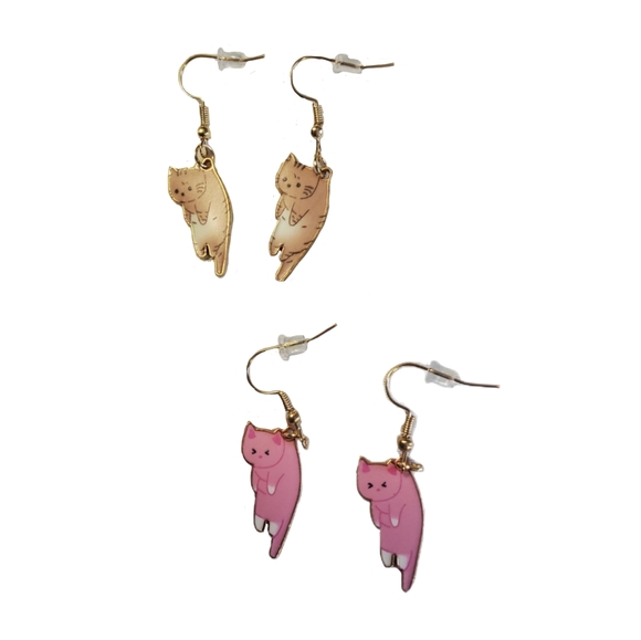 Hanging Cat Dangle Earrings Set - Picture 4 of 16